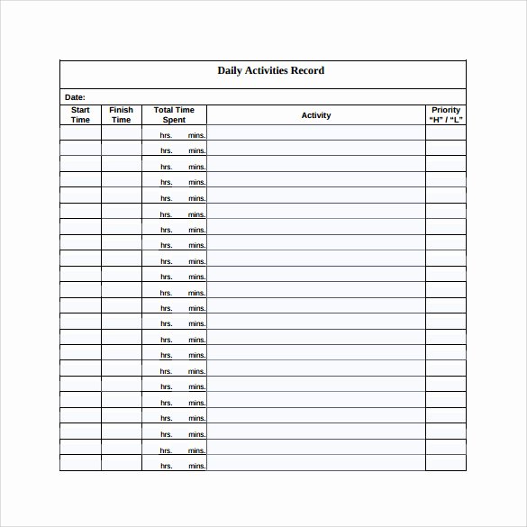 Daily Activity Log Template Excel New Sample Daily Log Template 15 Free Documents In Pdf Word