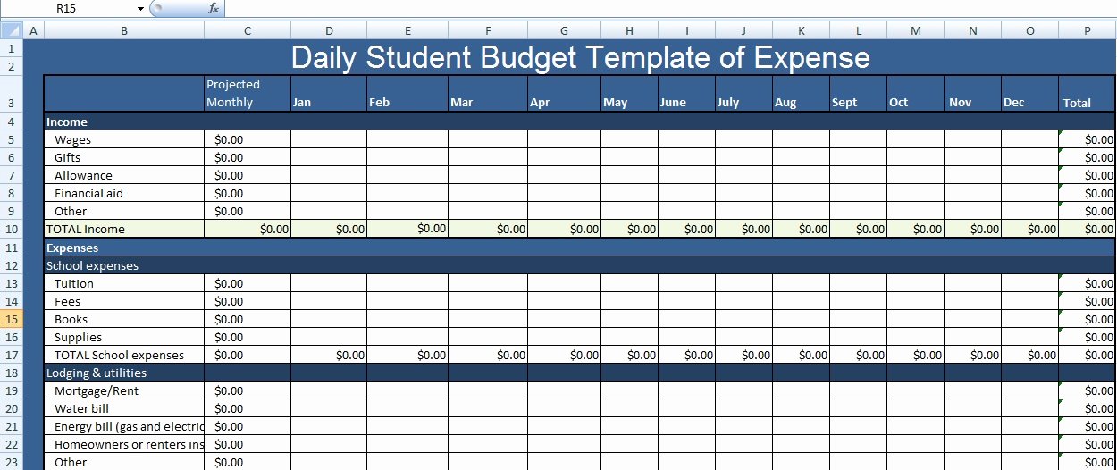 Daily Budget Template Excel Lovely Daily Student Bud Template Of Expense Xls Free Excel