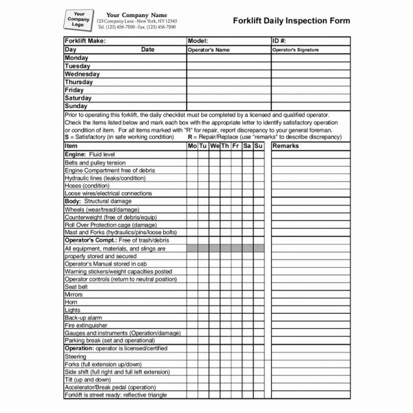 Daily Equipment Inspection form Awesome Inspection Sticker Checklist