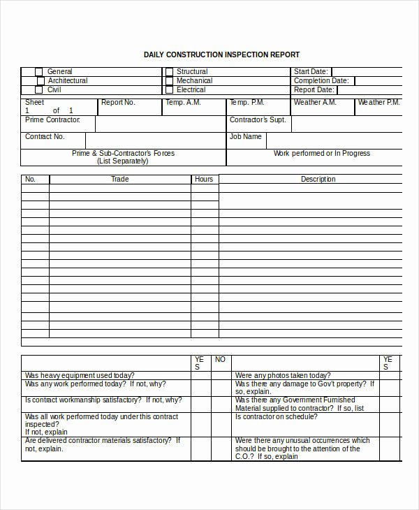 Daily Equipment Inspection form Lovely 41 Inspection Report Examples &amp; Samples Pdf Word