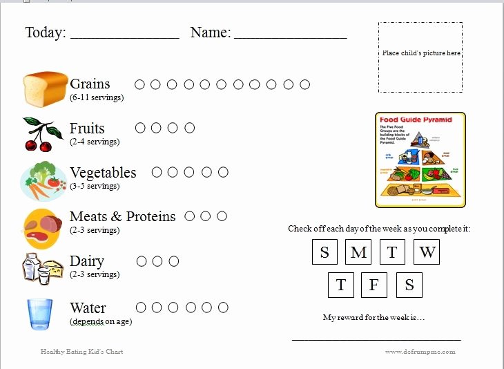 Daily Food Intake Chart Fresh Chart for Tracking Daily Food Group Intake Great for Kids