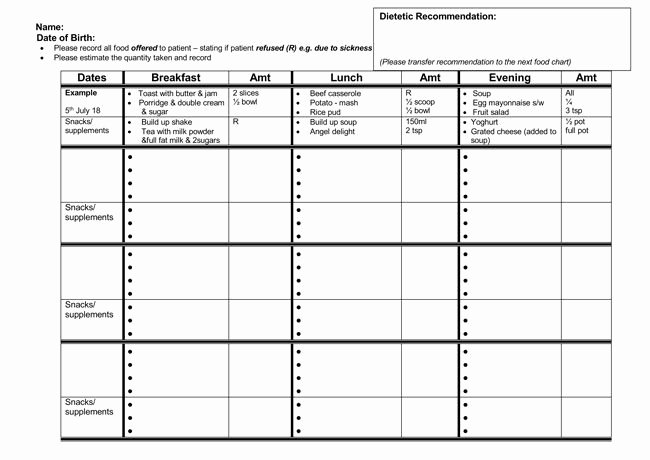 Daily Food Intake Chart New 7 Food Log Templates to Record Daily Food Intakes