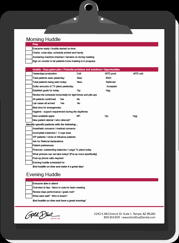 Daily Huddle Template Lovely Managing A Dental Practice