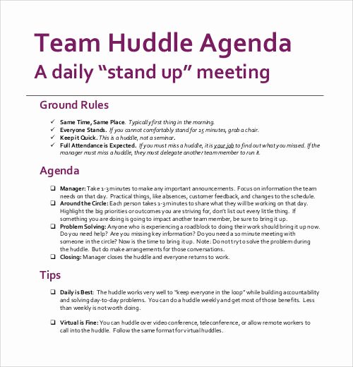 Daily Huddle Template Unique Sample Agenda Template 41 Download Free Documents In