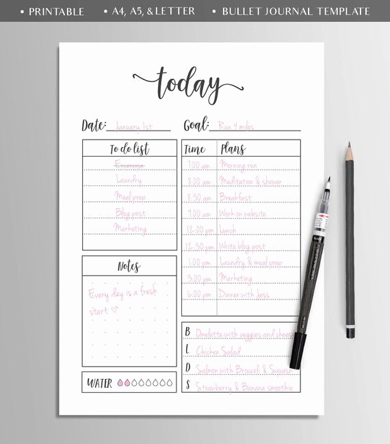 Daily Journal Template Word Lovely Bullet Journal Template Printable Planner Daily Insert