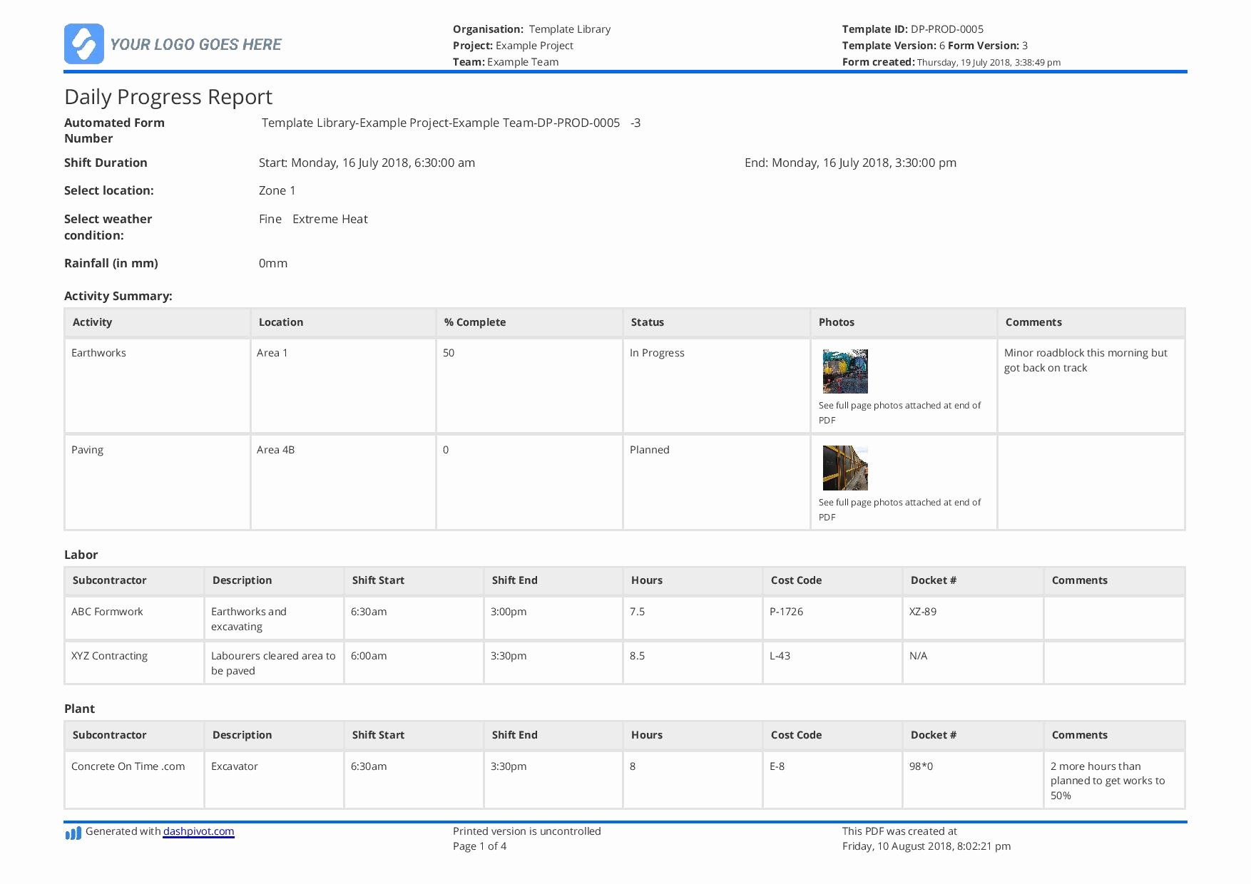 Daily Production Report Template Excel Awesome Free Construction Daily Report Template Better Than Pdf