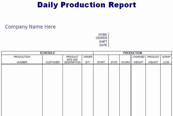 Daily Production Report Template Excel Lovely Daily Scheduling Production Report Spreadsheet format