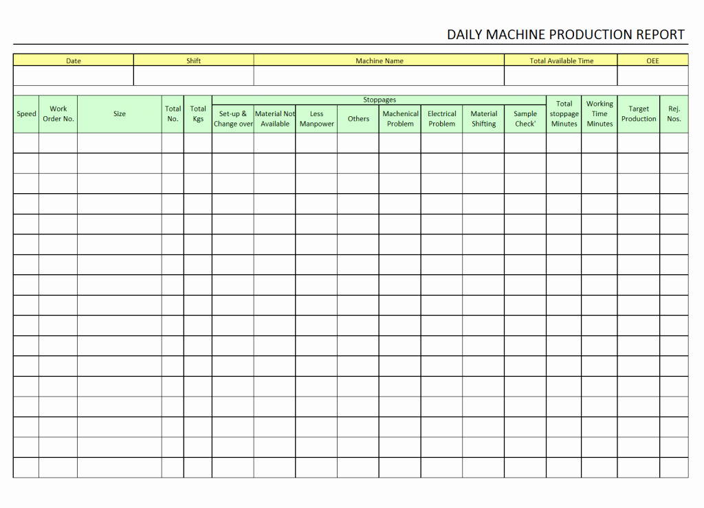 Daily Production Report Template Excel Unique Production End Shift Report Template Cost format Pdf