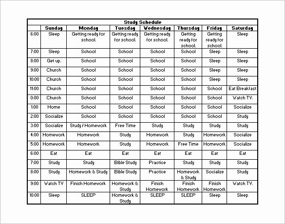 Daily Routine Schedule Template Beautiful 18 Study Schedule Templates Pdf Doc