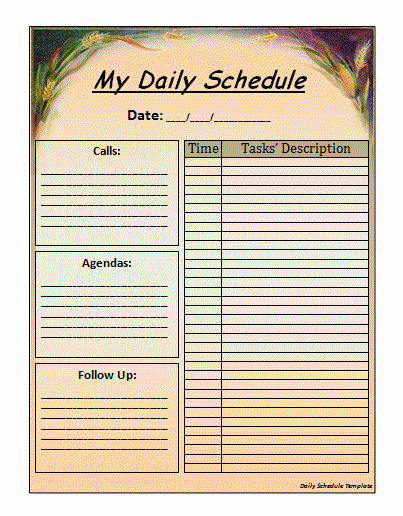 Daily Routine Schedule Template Lovely Free Printable Daily Routine Schedules