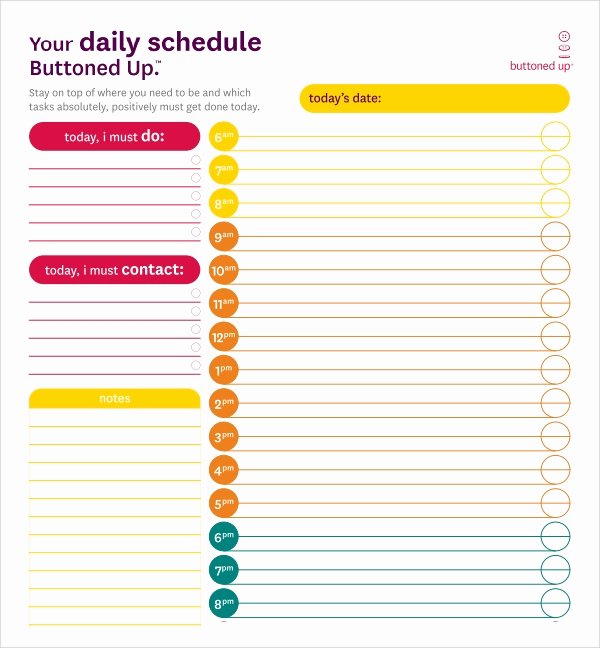 Daily Routine Schedule Template Unique 23 Printable Daily Schedule Templates Pdf Excel Word