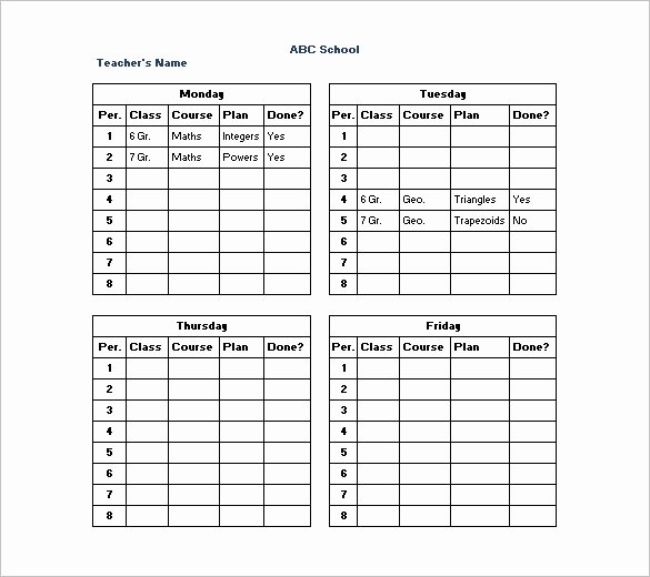 Daily School Schedule Template Awesome 10 Teacher Schedule Templates Doc Excel Pdf