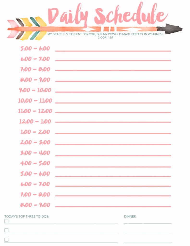 Daily School Schedule Template Awesome Daily Schedule Free Printable