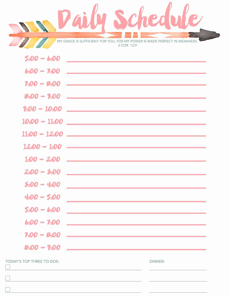 Daily School Schedule Template Beautiful Daily Schedule Free Printable Diy