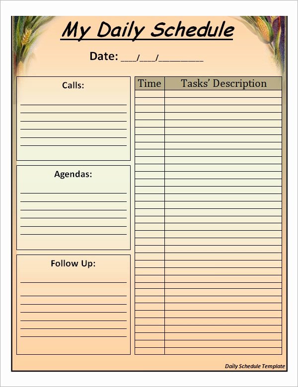 Daily School Schedule Template Elegant 23 Printable Daily Schedule Templates Pdf Excel Word