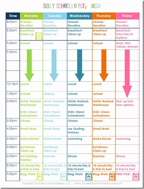 Daily School Schedule Template Elegant A Homeschooling Mom’s Daily Schedule Confessions Of A