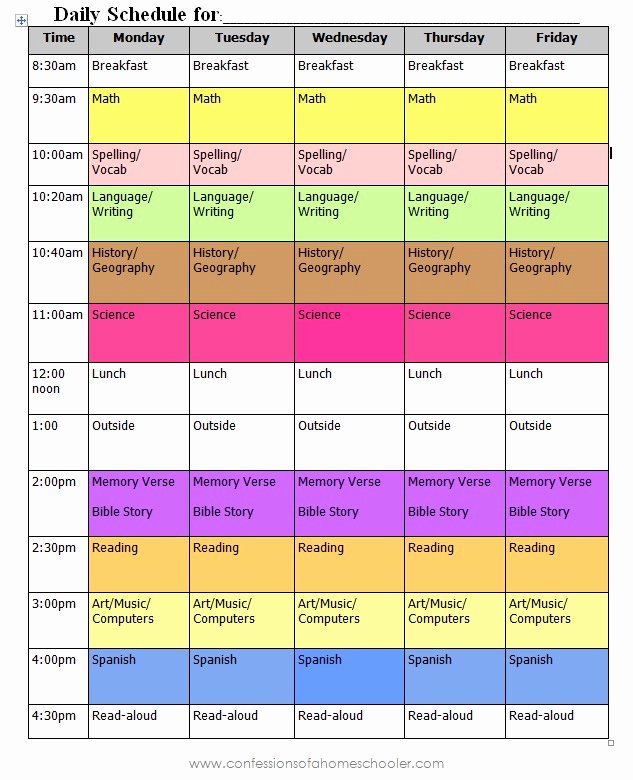 Daily School Schedule Template Fresh Homeschooling 101 Creating Lesson Plans Confessions Of