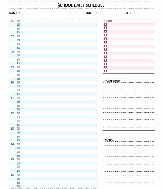 Daily School Schedule Template Lovely Daily Class Schedule Template – Peero Idea