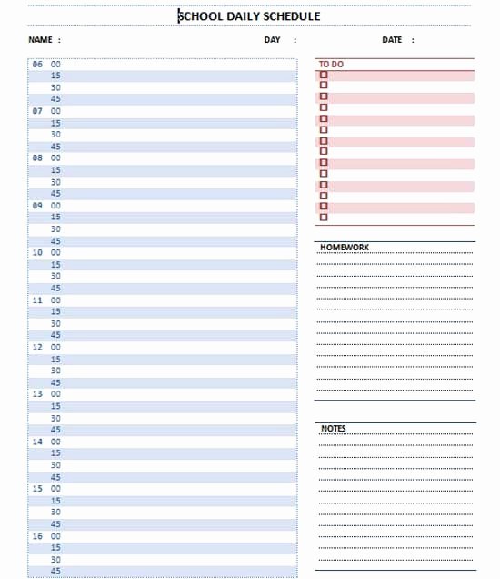 Daily School Schedule Template New Home School Schedule Template Bing