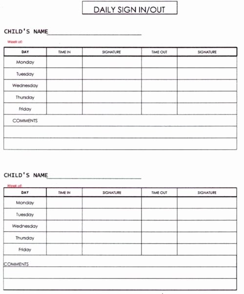 Daily Sign In Sheet for Daycare Beautiful Logbook Sheet Template Key Sign Out New Check Daily