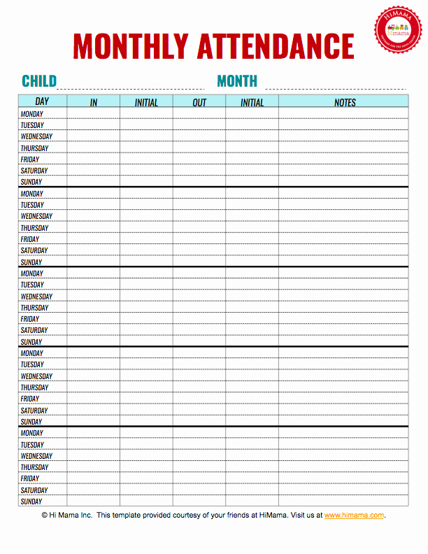 Daily Sign In Sheet for Daycare Best Of Himama Daycare Sign In Sheet Template Child Care