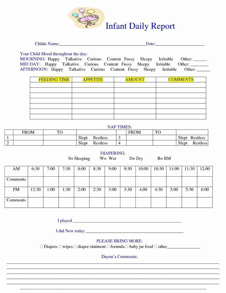 Daily Sign In Sheet for Daycare Lovely Daily Report Sheet Images Daily Notes