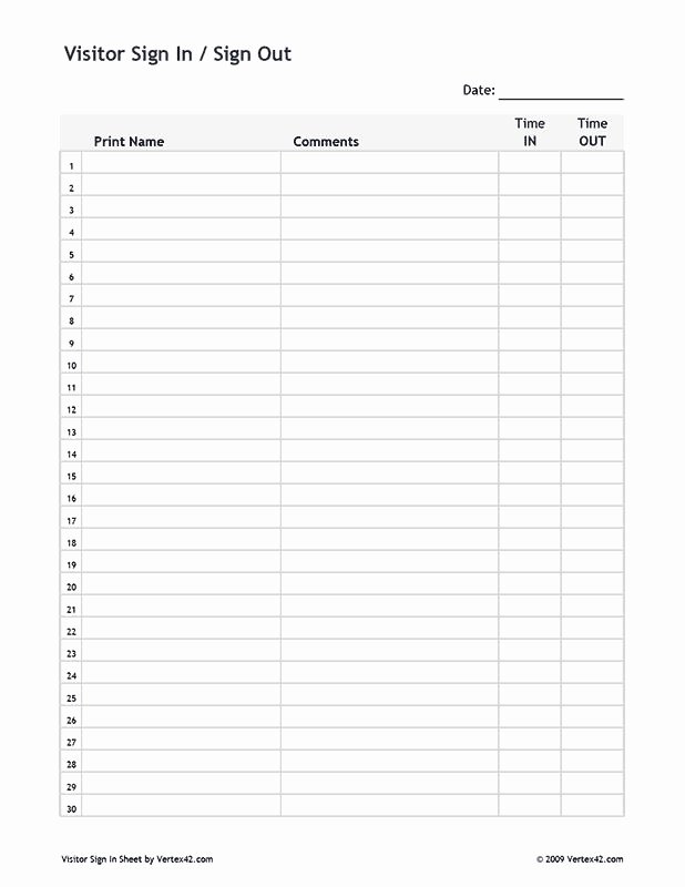 Daily Sign In Sheet for Daycare New Free Printable Visitor Sign In Sign Out Sheet Pdf From