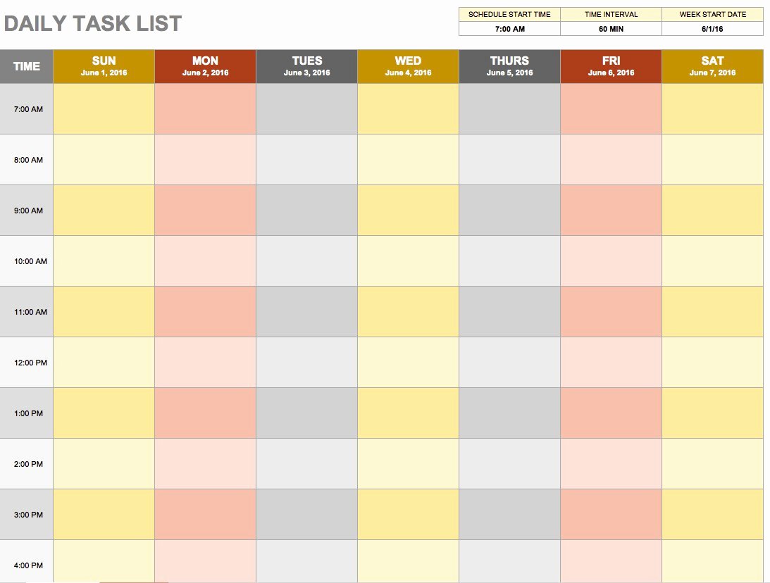 Daily Task List Template Word Elegant Free Daily Schedule Templates for Excel Smartsheet