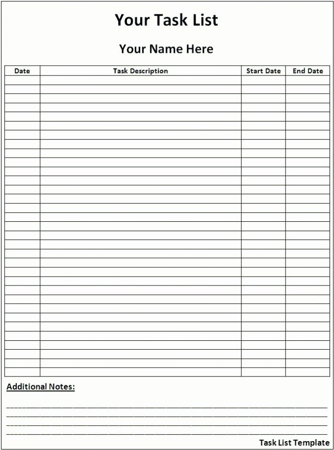 Daily Task List Template Word Inspirational Daily Weekly Project Task List Template Excel Spreadsheet
