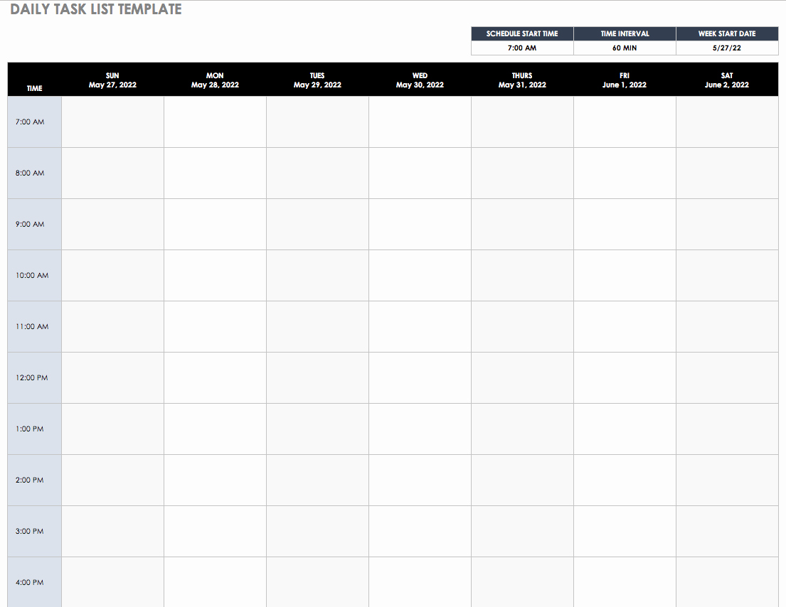 Daily Task List Template Word Lovely Free Daily Schedule Templates for Excel Smartsheet