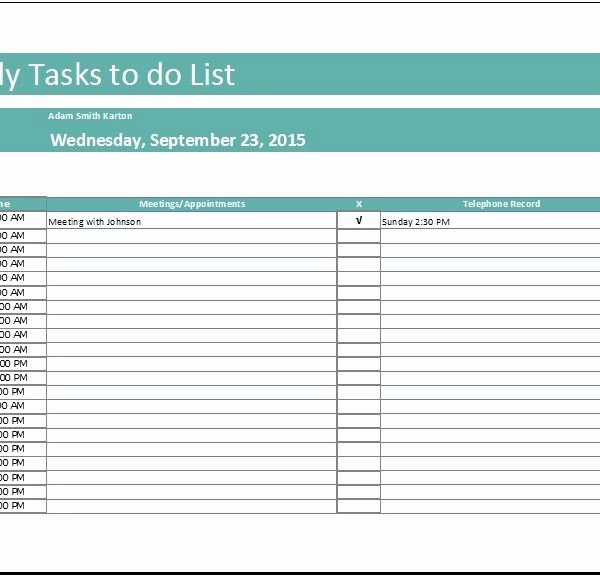 Daily Task List Template Word New Daily Task List Template Word