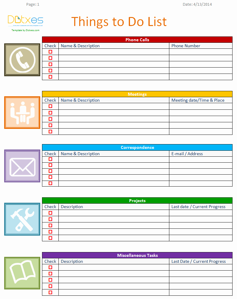 Daily Task List Template Word Unique to Do List Template Business Version Dotxes