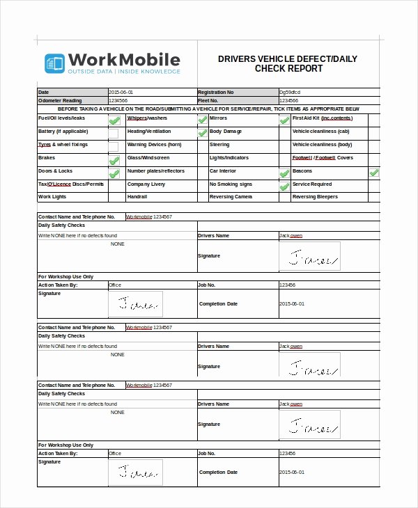 Daily Vehicle Inspection Report Template Beautiful 14 Free Vehicle Report Templates Pdf Docs Word