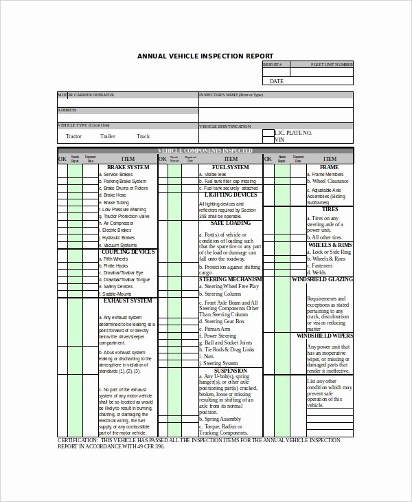 Daily Vehicle Inspection Report Template Inspirational 49 Report Templates Free Sample Example format