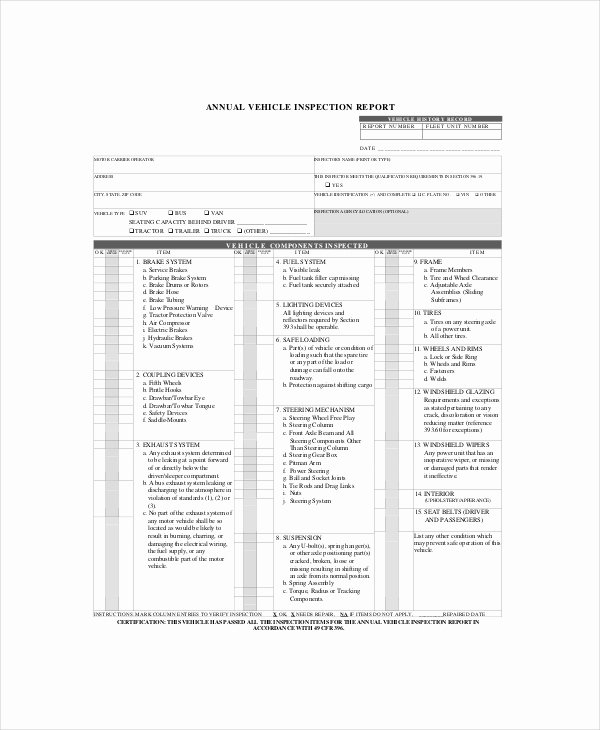 Daily Vehicle Inspection Report Template Lovely 14 Free Vehicle Report Templates Pdf Docs Word
