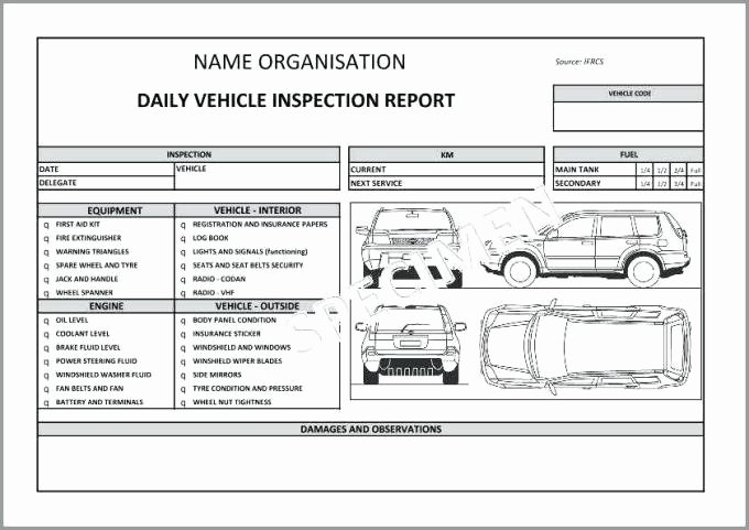 Daily Vehicle Inspection Report Template Luxury Daily Vehicle Checklist Template Excel