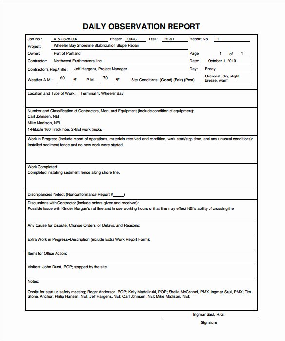 Daily Work Report Template Best Of 17 Sample Daily Reports