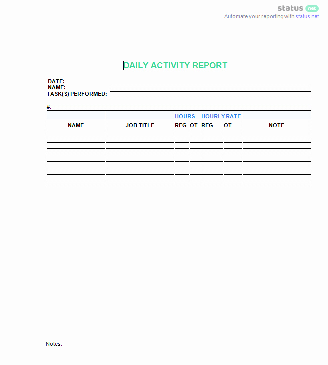 Daily Work Report Template Elegant 3 top Downloads Of A Daily Work Log Template