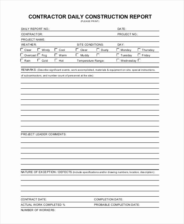 Daily Work Report Template Fresh 40 Report Samples