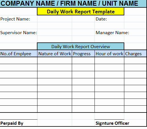 Daily Work Report Template Fresh Daily Work Report Template – Free Report Templates