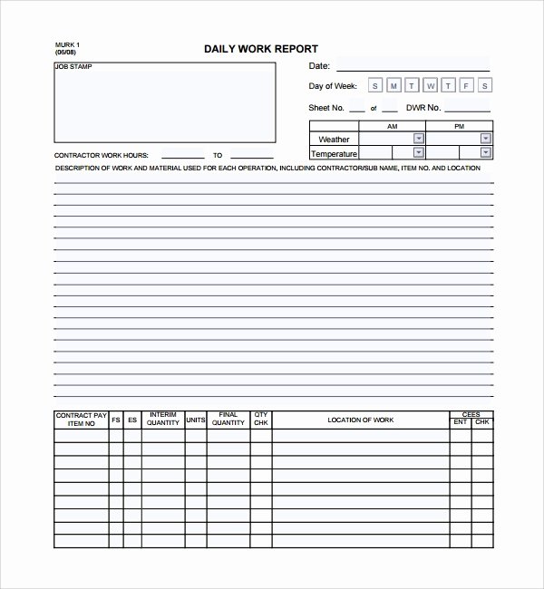 Daily Work Report Template Fresh Sample Daily Work Report Template 16 Free Documents In Pdf