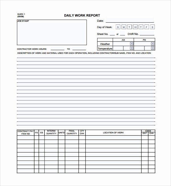 Daily Work Report Template Fresh Sample Daily Work Report Template 16 Free Documents In Pdf