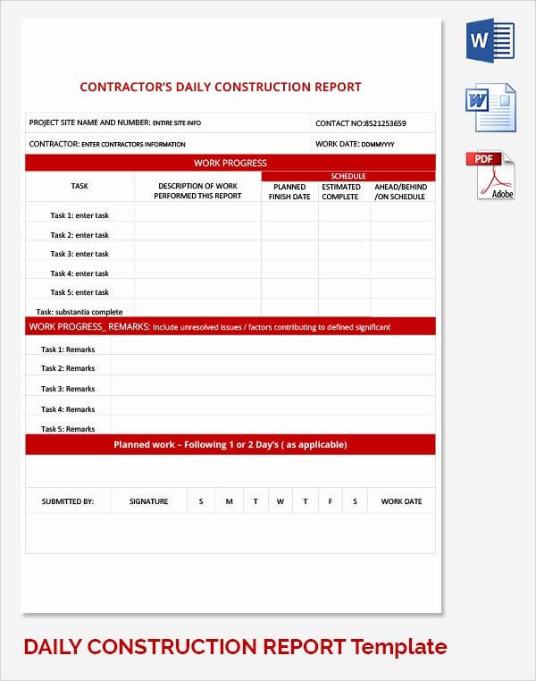 Daily Work Report Template Fresh Sample Daily Work Report Template 22 Free Documents In