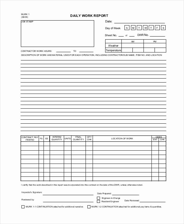 Daily Work Report Template Lovely Sample Daily Work Report Template 22 Free Documents In