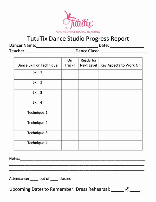 Dance Schedule Template Elegant the Dance Progress Report How to Progress