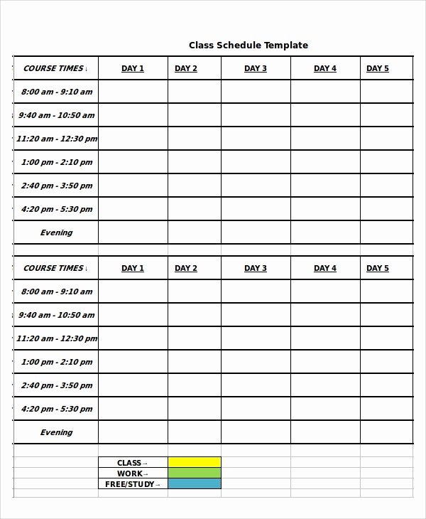 Dance Schedule Template Fresh 10 Class Timetable Templates