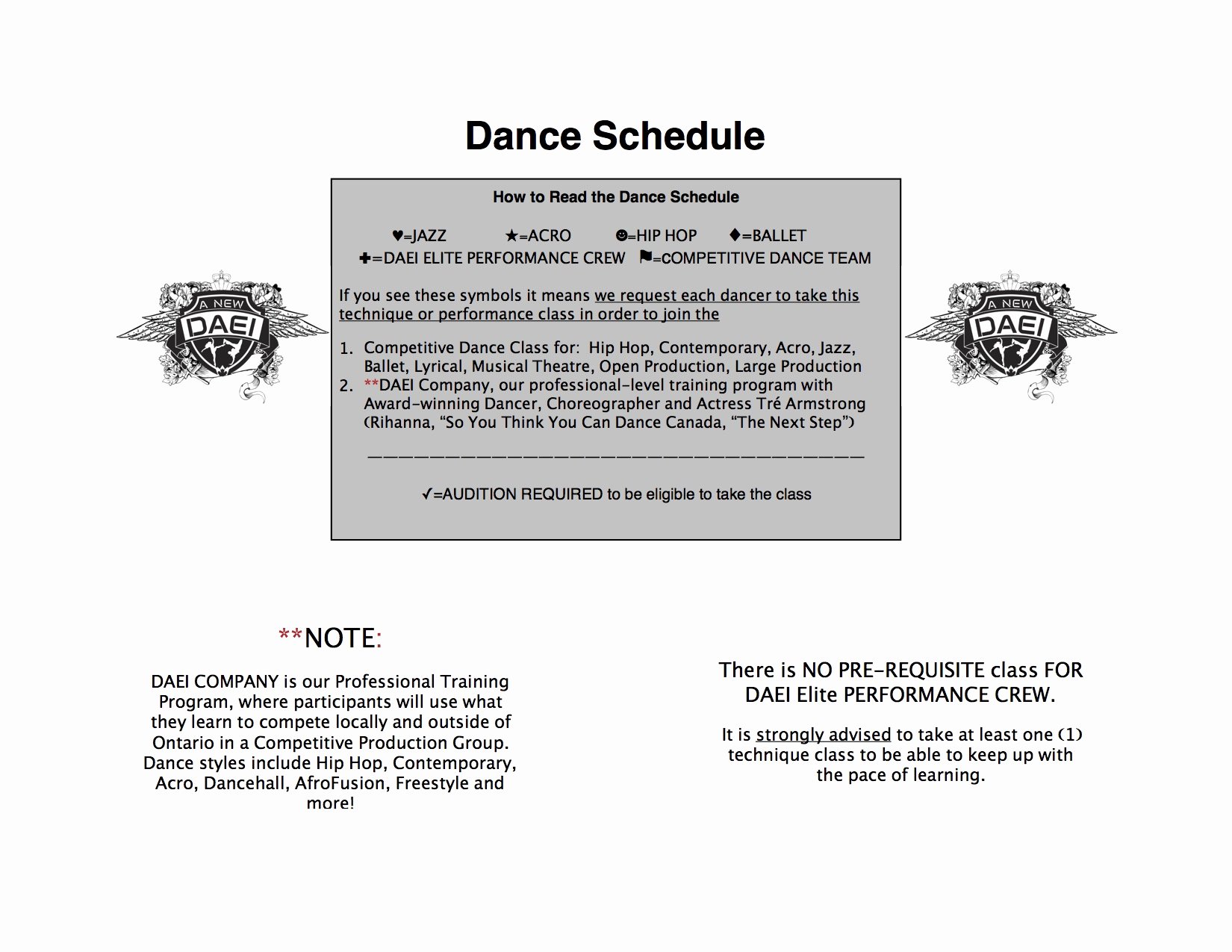 Dance Schedule Template Fresh 2016 2017 Dance Schedule