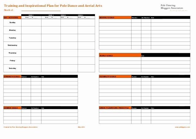 Dance Schedule Template Lovely Training Plan Template for Pole Dance &amp; Aerial Arts