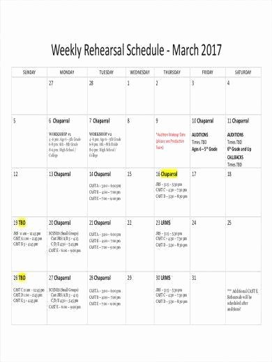 Dance Schedule Template New 9 Rehearsal Schedule Samples &amp; Templates – Pdf Word