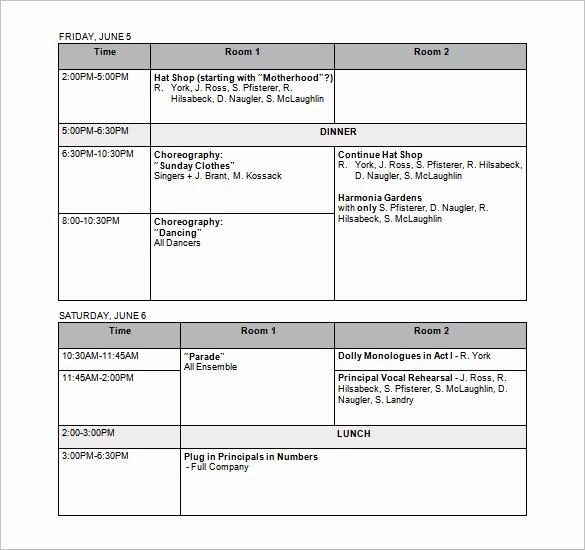 Dance Schedule Template Unique 13 Rehearsal Schedule Templates Word Excel Pdf